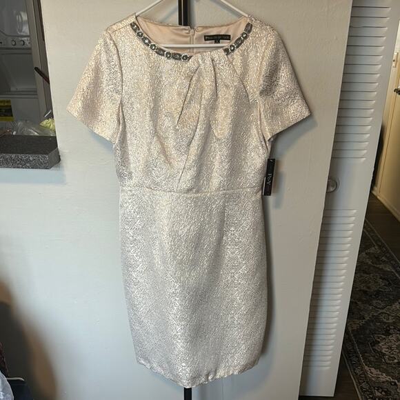 Elegant Cream Dress with Embellished Neckline - Picture 1 of 1